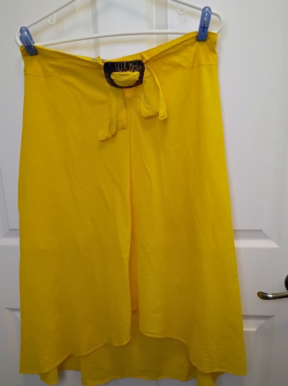 *Closet Clearout $10.00*Canary Yellow High Low Skirt With Lg Buckle Tie Front